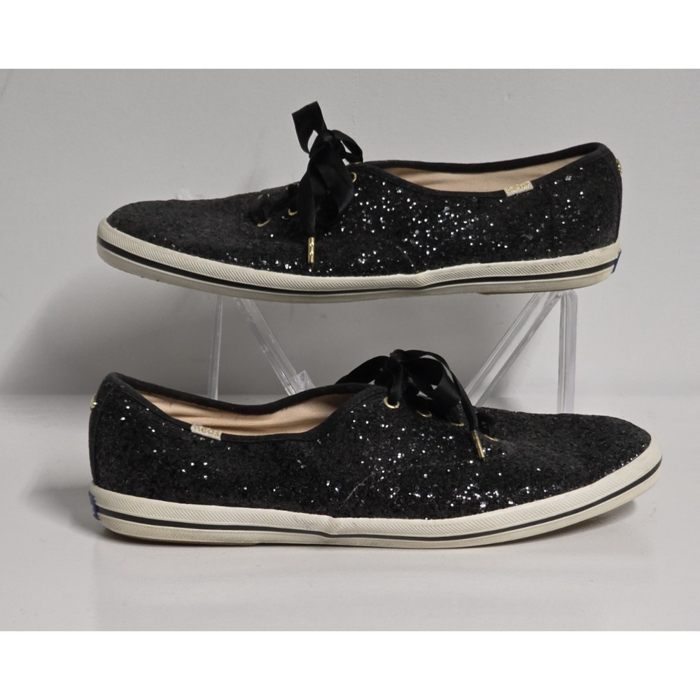 Keds Kate Spade Womens Size 11 Black Glitter Champion Sneakers Low Top Shoes